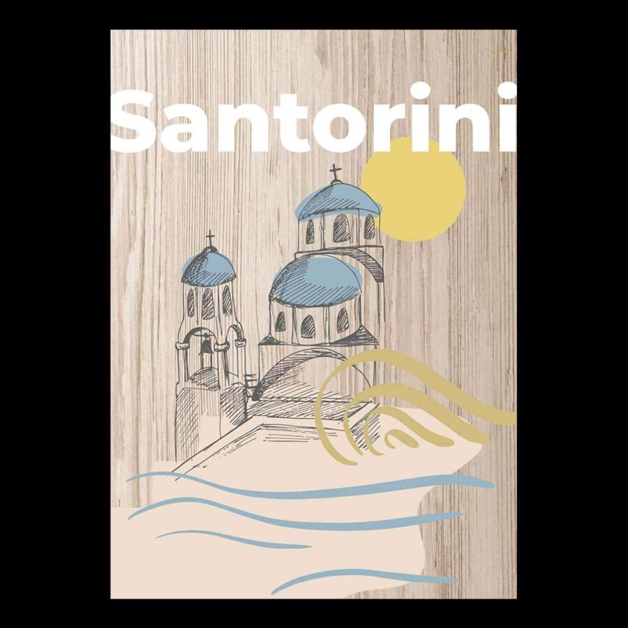 Cuadro de madera Santorini