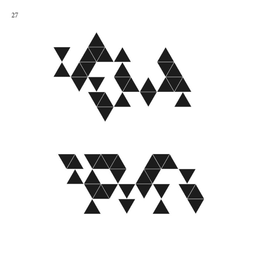 Esquema de colocación para 27 triángulos