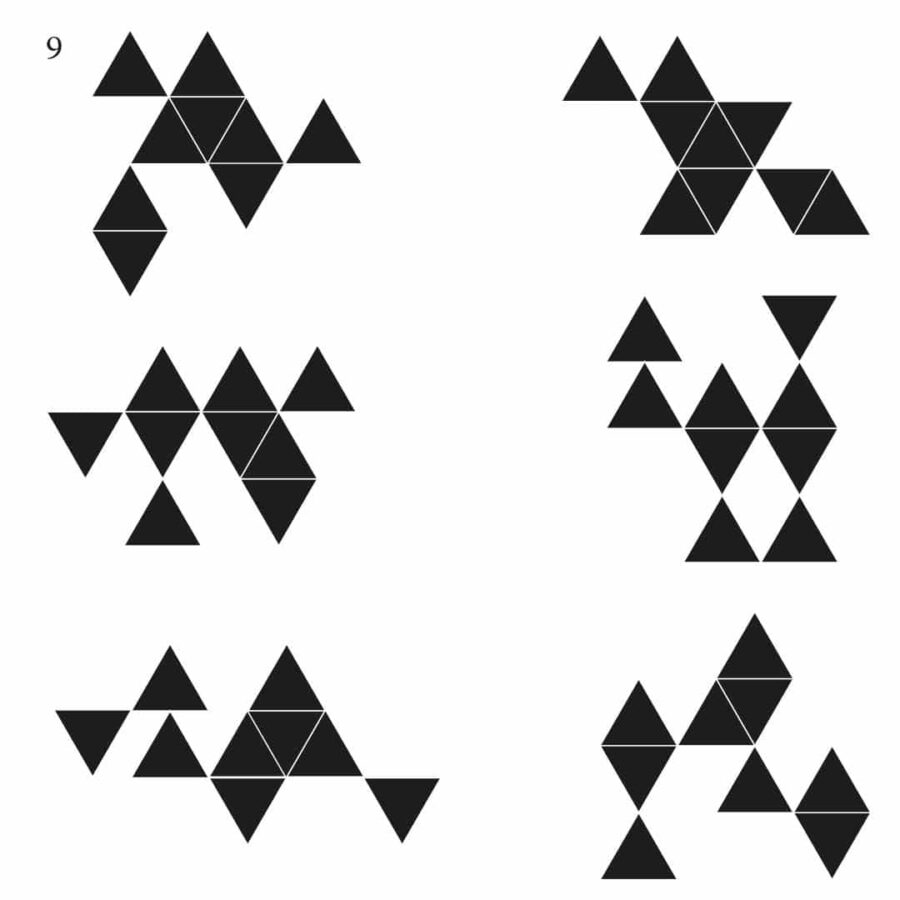 Esquema de colocación para 9 triángulos