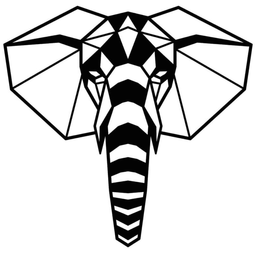 Cabeza de elefante en PVC en color negro.