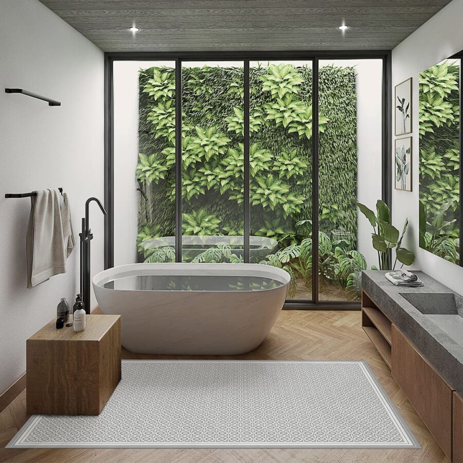 Ambiente de baño con alfombra vinílica