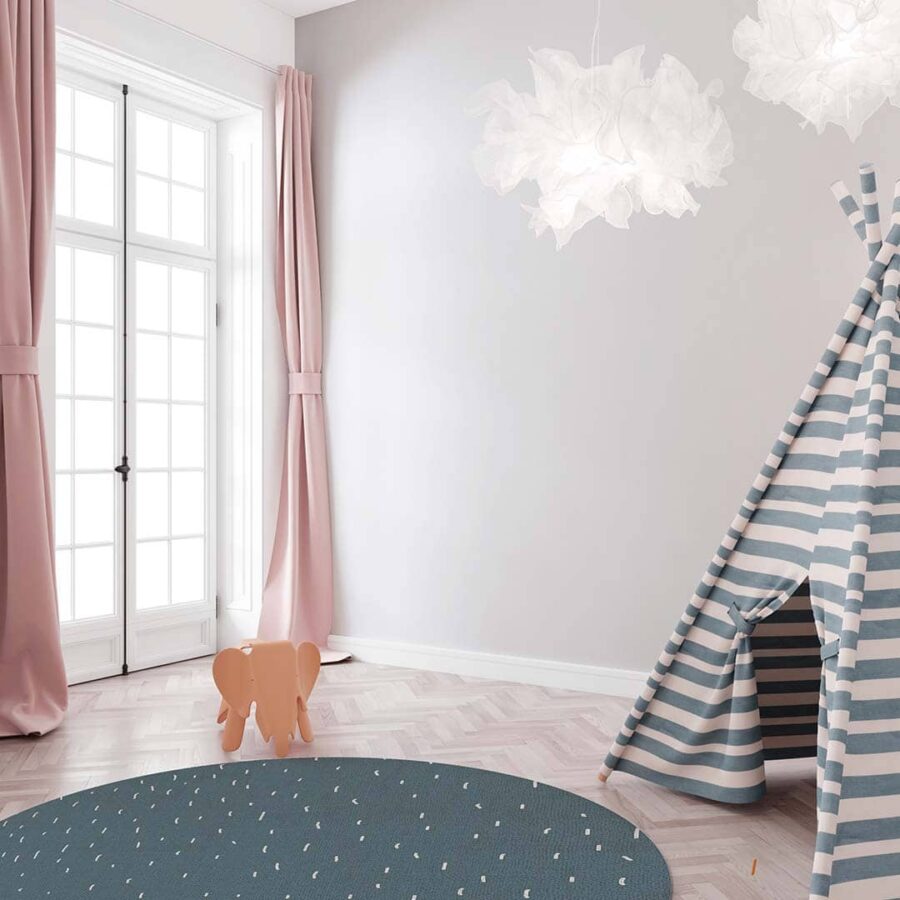 Habitación infantil con alfombra vinilo redonda Drizzle