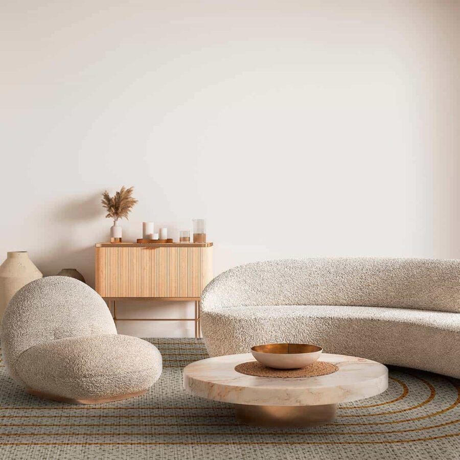 Ambiente de salón con la alfombra de vinilo Nyla