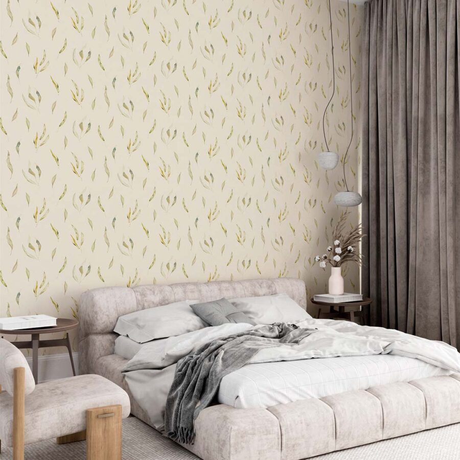 Ambiente con el papel pintado de dormitorio Canaples