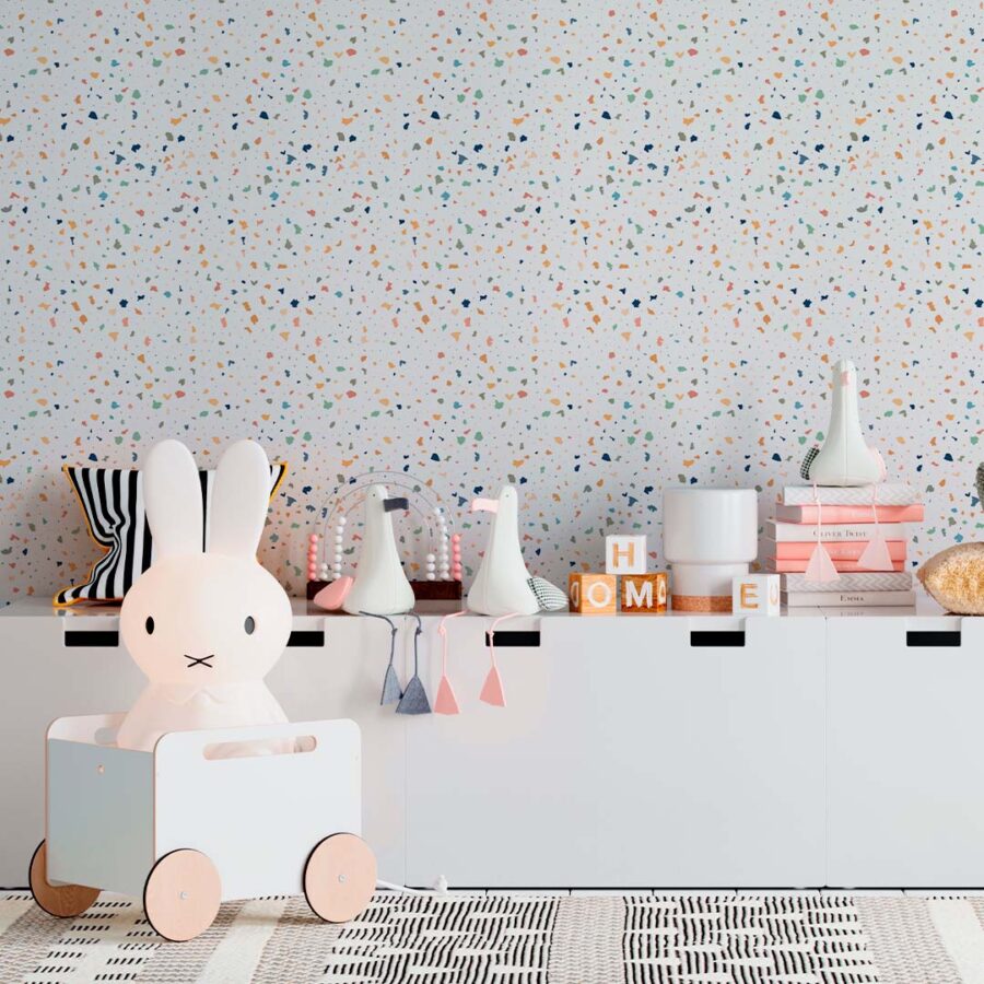 Dormitorio infantil con el papel pintado Confetti