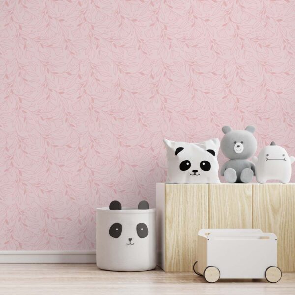 Detalle de un dormitorio infantil con el papel pintado Pink Flower